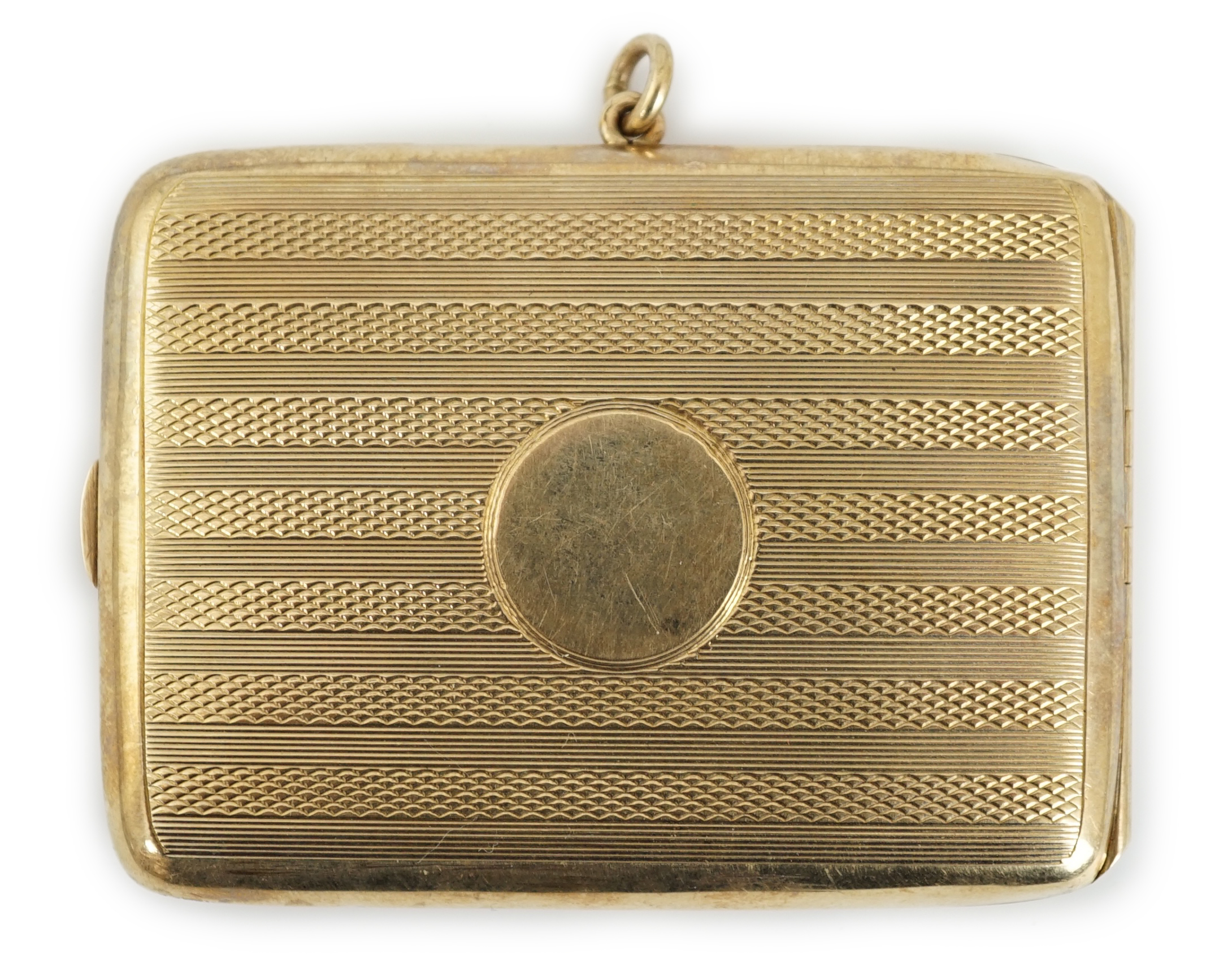 A George V engine turned 9ct gold rectangular match case